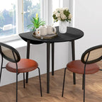 Tavolo da pranzo rotondo pieghevole con anta a ribalta da 89 cm e gambe in legno di pino – Nero/Beige, per 4 persone