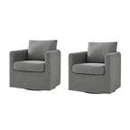 Bernhard Slipcovered Swivel Chair set of 2 with textured fabric and flared armrests| HULALA HOME