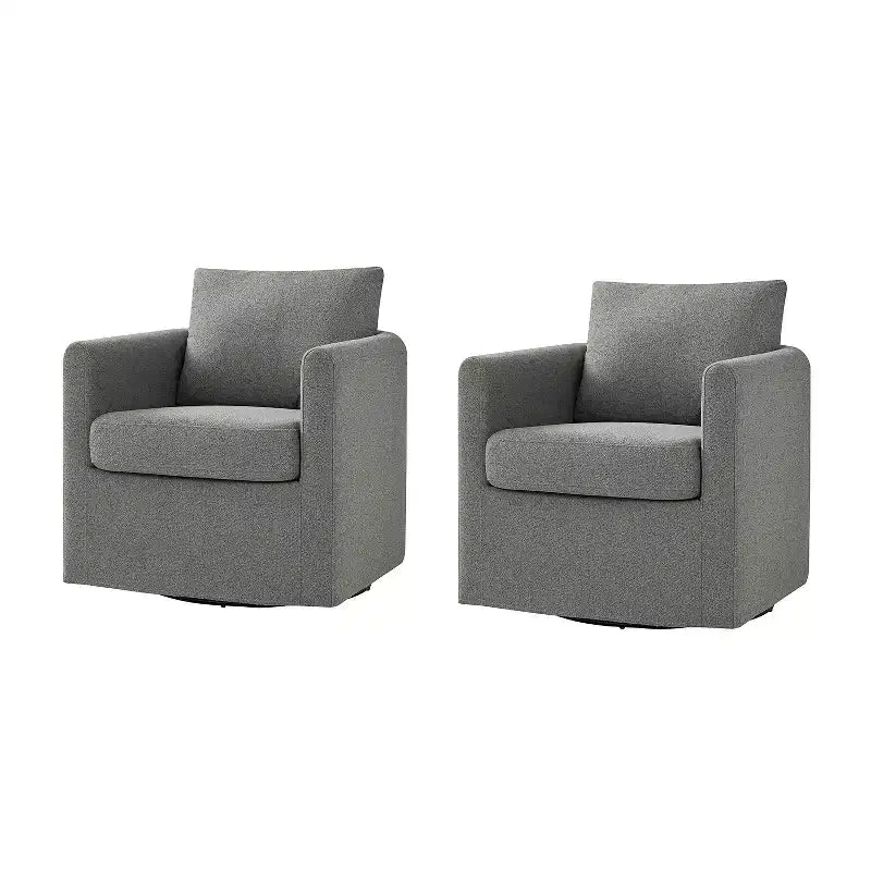 Bernhard Slipcovered Swivel Chair set of 2 with textured fabric and flared armrests| HULALA HOME