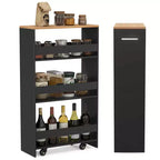 Costway Carrello Portaoggetti a 4 Livelli, Carrello da Cucina Stretto a 8 Ruote con Ripiani Aperti Marrone/Grigio/Bianco/Nero