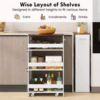 Costway Carrello Portaoggetti a 4 Livelli, Carrello da Cucina Stretto a 8 Ruote con Ripiani Aperti Marrone/Grigio/Bianco/Nero