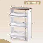 Costway Carrello Portaoggetti a 4 Livelli, Carrello da Cucina Stretto a 8 Ruote con Ripiani Aperti Marrone/Grigio/Bianco/Nero