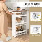 Costway Carrello Portaoggetti a 4 Livelli, Carrello da Cucina Stretto a 8 Ruote con Ripiani Aperti Marrone/Grigio/Bianco/Nero