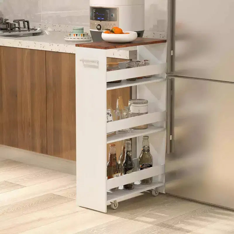 Costway Carrello Portaoggetti a 4 Livelli, Carrello da Cucina Stretto a 8 Ruote con Ripiani Aperti Marrone/Grigio/Bianco/Nero