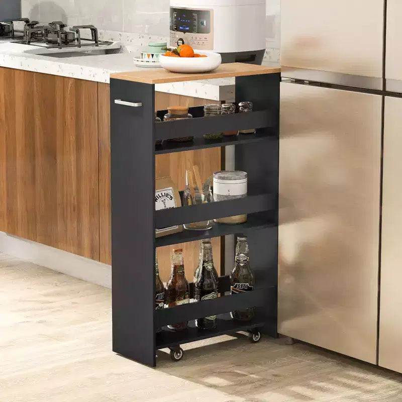 Costway Carrello Portaoggetti a 4 Livelli, Carrello da Cucina Stretto a 8 Ruote con Ripiani Aperti Marrone/Grigio/Bianco/Nero