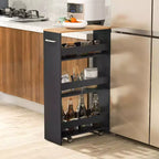 Costway Carrello Portaoggetti a 4 Livelli, Carrello da Cucina Stretto a 8 Ruote con Ripiani Aperti Marrone/Grigio/Bianco/Nero