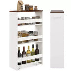 Costway Carrello Portaoggetti a 4 Livelli, Carrello da Cucina Stretto a 8 Ruote con Ripiani Aperti Marrone/Grigio/Bianco/Nero