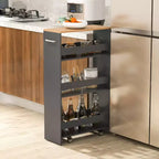 Costway Carrello Portaoggetti a 4 Livelli, Carrello da Cucina Stretto a 8 Ruote con Ripiani Aperti Marrone/Grigio/Bianco/Nero