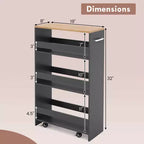 Costway Carrello Portaoggetti a 4 Livelli, Carrello da Cucina Stretto a 8 Ruote con Ripiani Aperti Marrone/Grigio/Bianco/Nero