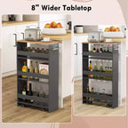 Costway Carrello Portaoggetti a 4 Livelli, Carrello da Cucina Stretto a 8 Ruote con Ripiani Aperti Marrone/Grigio/Bianco/Nero