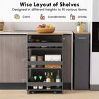 Costway Carrello Portaoggetti a 4 Livelli, Carrello da Cucina Stretto a 8 Ruote con Ripiani Aperti Marrone/Grigio/Bianco/Nero