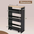 Costway Carrello Portaoggetti a 4 Livelli, Carrello da Cucina Stretto a 8 Ruote con Ripiani Aperti Marrone/Grigio/Bianco/Nero