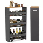 Costway Carrello Portaoggetti a 4 Livelli, Carrello da Cucina Stretto a 8 Ruote con Ripiani Aperti Marrone/Grigio/Bianco/Nero