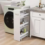 Costway Carrello Portaoggetti a 4 Livelli, Carrello da Cucina Stretto a 8 Ruote con Ripiani Aperti Marrone/Grigio/Bianco/Nero