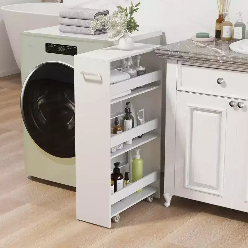 Costway Carrello Portaoggetti a 4 Livelli, Carrello da Cucina Stretto a 8 Ruote con Ripiani Aperti Marrone/Grigio/Bianco/Nero