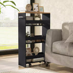 Costway Carrello Portaoggetti a 4 Livelli, Carrello da Cucina Stretto a 8 Ruote con Ripiani Aperti Marrone/Grigio/Bianco/Nero