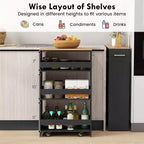 Costway Carrello Portaoggetti a 4 Livelli, Carrello da Cucina Stretto a 8 Ruote con Ripiani Aperti Marrone/Grigio/Bianco/Nero