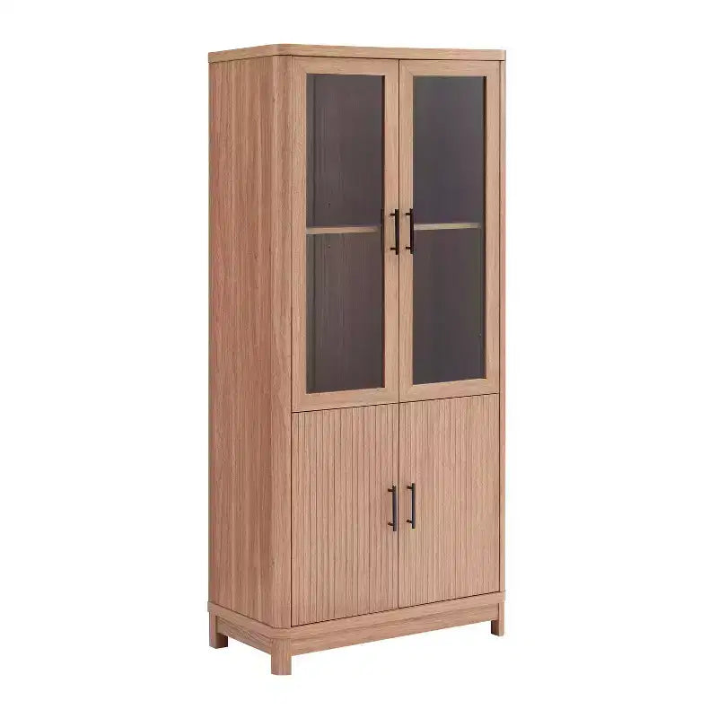 Libreria Manhattan Comfort Jodie 67.6 con 6 Ripiani Regolabili e Ante in Vetro Temperato