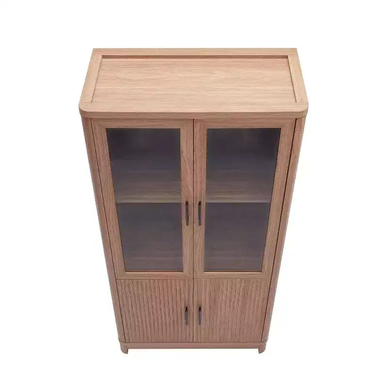 Libreria Manhattan Comfort Jodie 67.6 con 6 Ripiani Regolabili e Ante in Vetro Temperato
