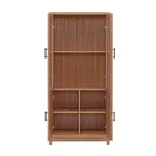 Libreria Manhattan Comfort Jodie 67.6 con 6 Ripiani Regolabili e Ante in Vetro Temperato