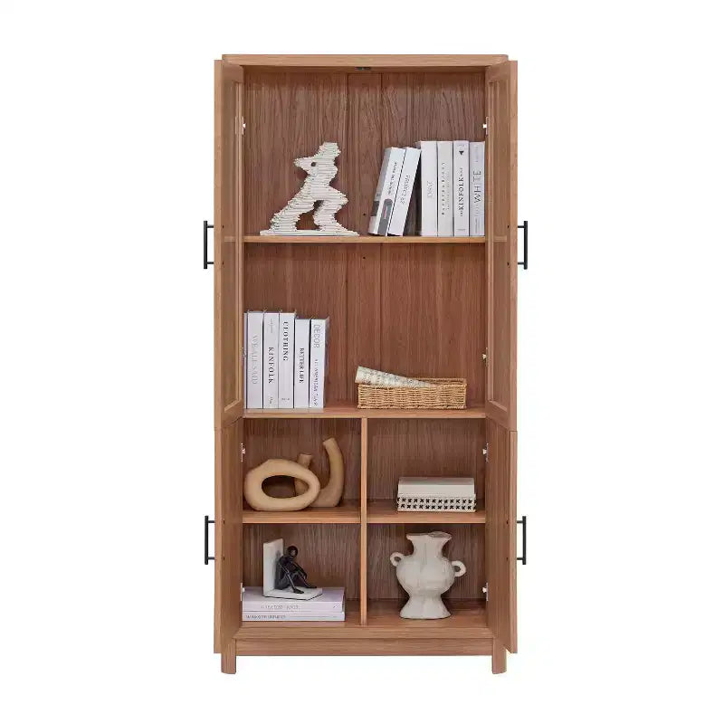 Libreria Manhattan Comfort Jodie 67.6 con 6 Ripiani Regolabili e Ante in Vetro Temperato