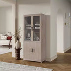 Libreria Manhattan Comfort Jodie 67.6 con 6 Ripiani Regolabili e Ante in Vetro Temperato