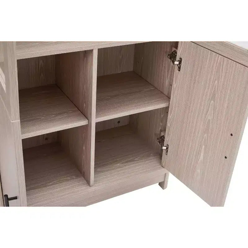 Libreria Manhattan Comfort Jodie 67.6 con 6 Ripiani Regolabili e Ante in Vetro Temperato