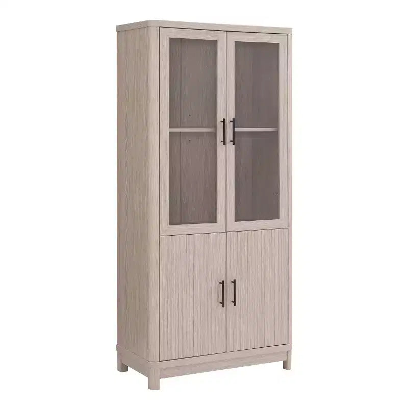Libreria Manhattan Comfort Jodie 67.6 con 6 Ripiani Regolabili e Ante in Vetro Temperato