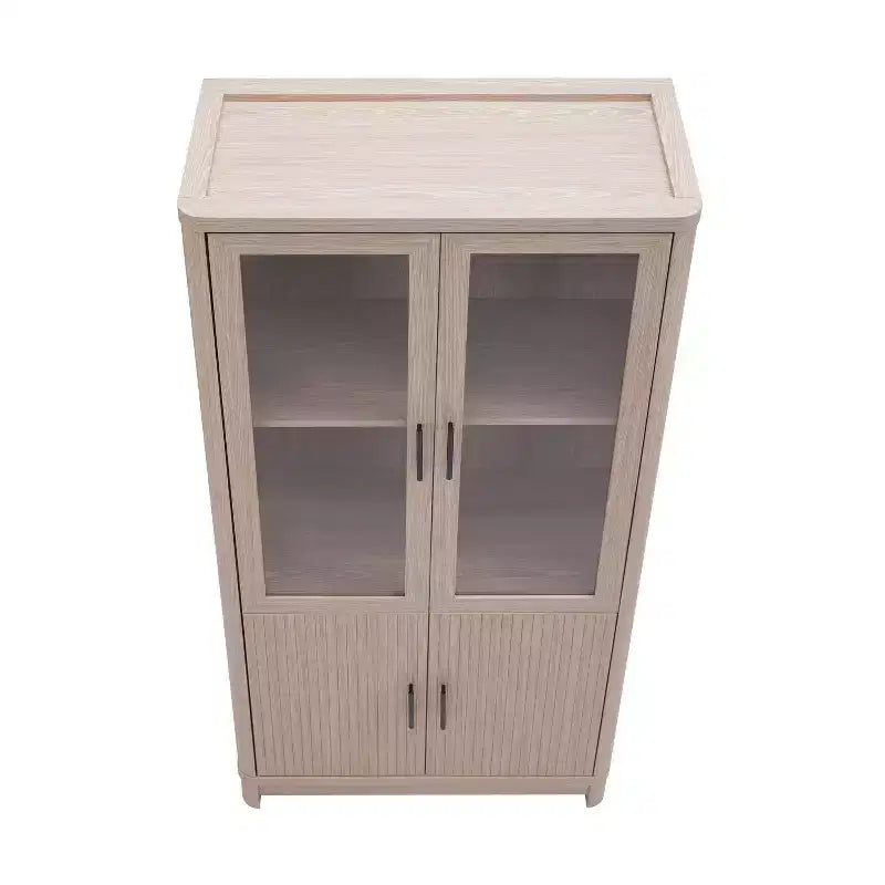 Libreria Manhattan Comfort Jodie 67.6 con 6 Ripiani Regolabili e Ante in Vetro Temperato