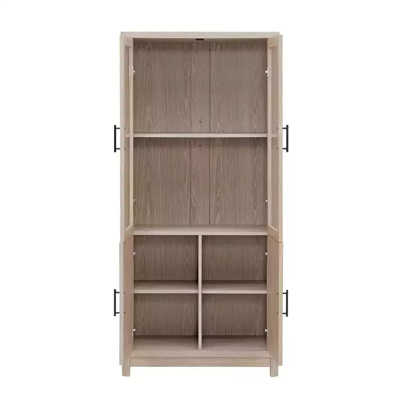 Libreria Manhattan Comfort Jodie 67.6 con 6 Ripiani Regolabili e Ante in Vetro Temperato