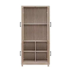 Libreria Manhattan Comfort Jodie 67.6 con 6 Ripiani Regolabili e Ante in Vetro Temperato
