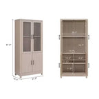 Libreria Manhattan Comfort Jodie 67.6 con 6 Ripiani Regolabili e Ante in Vetro Temperato