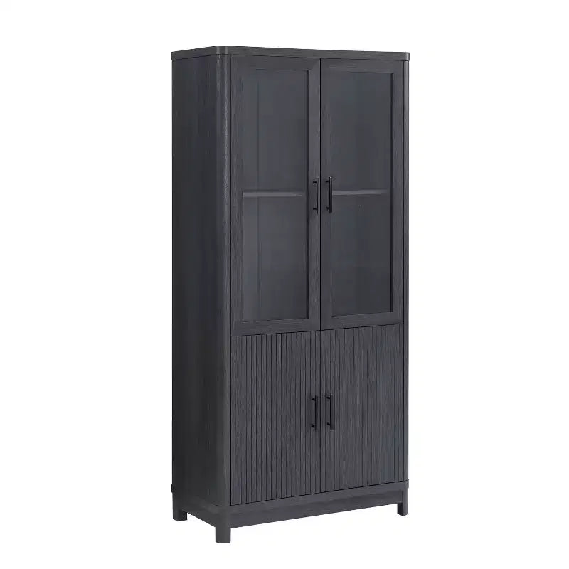 Libreria Manhattan Comfort Jodie 67.6 con 6 Ripiani Regolabili e Ante in Vetro Temperato
