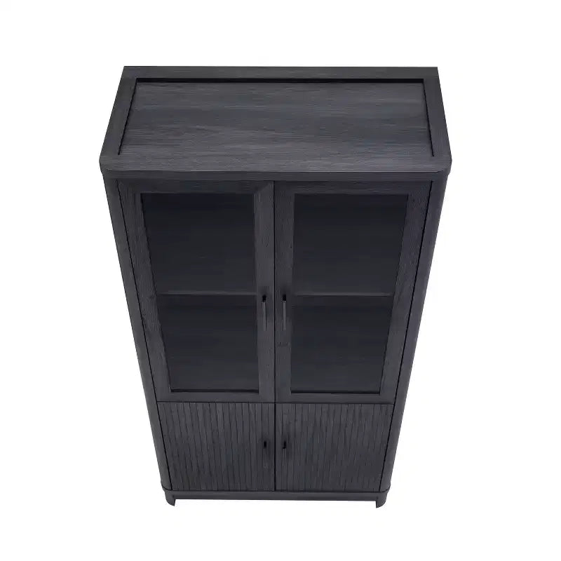 Libreria Manhattan Comfort Jodie 67.6 con 6 Ripiani Regolabili e Ante in Vetro Temperato