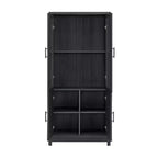 Libreria Manhattan Comfort Jodie 67.6 con 6 Ripiani Regolabili e Ante in Vetro Temperato