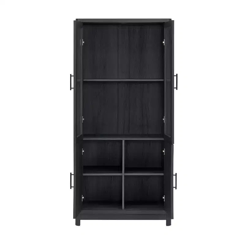 Libreria Manhattan Comfort Jodie 67.6 con 6 Ripiani Regolabili e Ante in Vetro Temperato