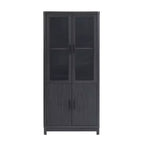 Manhattan Comfort 67.6 Jodie Bookcase with 6 Adjustable Shelves and Tempered Glass Doors