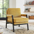 Poltrona d'accento in ciniglia Mid-Century Modern con cuscino schienale rimovibile e gambe in legno di acacia – Giallo / Arancione / Blu / Grigio / Bianco, Singola