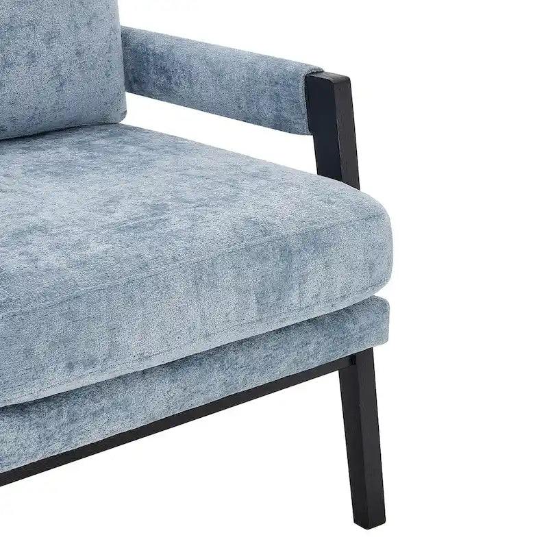 Poltrona d'accento in ciniglia Mid-Century Modern con cuscino schienale rimovibile e gambe in legno di acacia – Giallo / Arancione / Blu / Grigio / Bianco, Singola