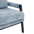 Poltrona d'accento in ciniglia Mid-Century Modern con cuscino schienale rimovibile e gambe in legno di acacia – Giallo / Arancione / Blu / Grigio / Bianco, Singola