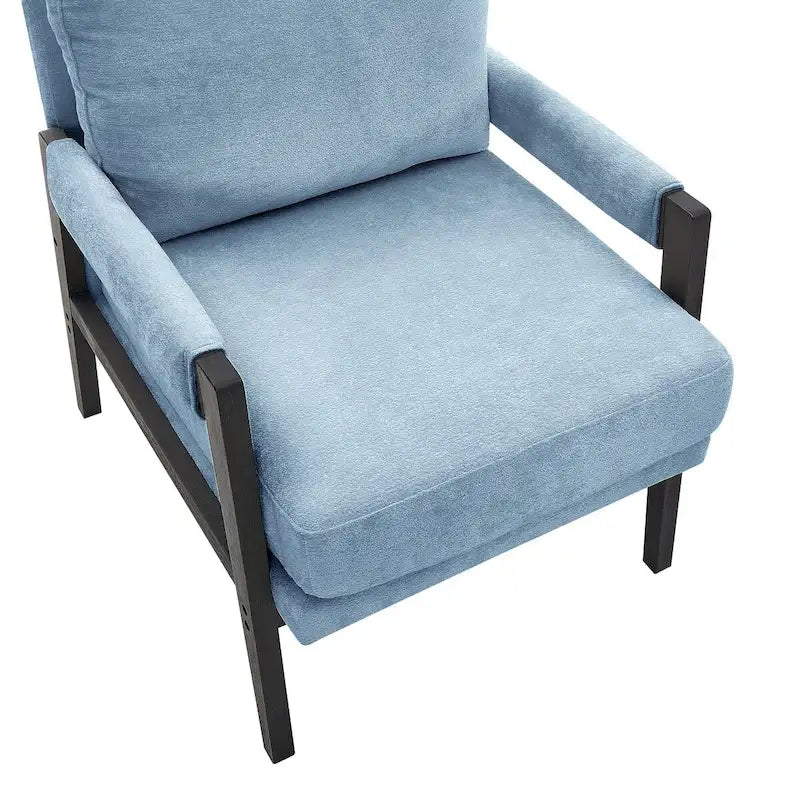 Poltrona d'accento in ciniglia Mid-Century Modern con cuscino schienale rimovibile e gambe in legno di acacia – Giallo / Arancione / Blu / Grigio / Bianco, Singola