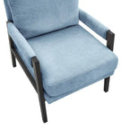 Poltrona d'accento in ciniglia Mid-Century Modern con cuscino schienale rimovibile e gambe in legno di acacia – Giallo / Arancione / Blu / Grigio / Bianco, Singola