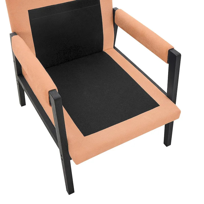 Poltrona d'accento in ciniglia Mid-Century Modern con cuscino schienale rimovibile e gambe in legno di acacia – Giallo / Arancione / Blu / Grigio / Bianco, Singola