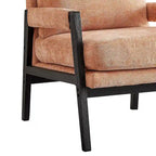 Poltrona d'accento in ciniglia Mid-Century Modern con cuscino schienale rimovibile e gambe in legno di acacia – Giallo / Arancione / Blu / Grigio / Bianco, Singola