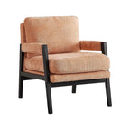 Poltrona d'accento in ciniglia Mid-Century Modern con cuscino schienale rimovibile e gambe in legno di acacia – Giallo / Arancione / Blu / Grigio / Bianco, Singola