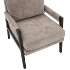 Poltrona d'accento in ciniglia Mid-Century Modern con cuscino schienale rimovibile e gambe in legno di acacia – Giallo / Arancione / Blu / Grigio / Bianco, Singola