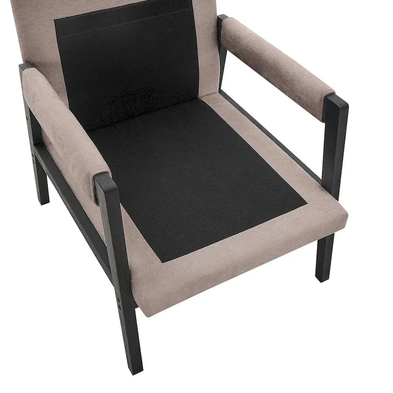Poltrona d'accento in ciniglia Mid-Century Modern con cuscino schienale rimovibile e gambe in legno di acacia – Giallo / Arancione / Blu / Grigio / Bianco, Singola