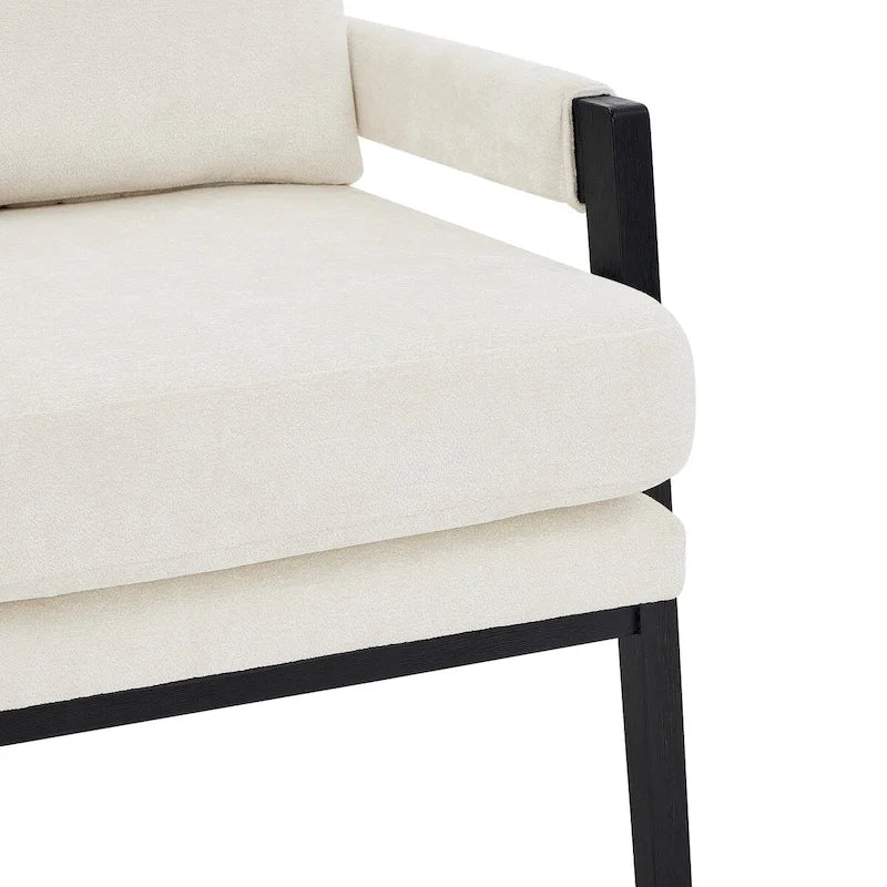 Poltrona d'accento in ciniglia Mid-Century Modern con cuscino schienale rimovibile e gambe in legno di acacia – Giallo / Arancione / Blu / Grigio / Bianco, Singola