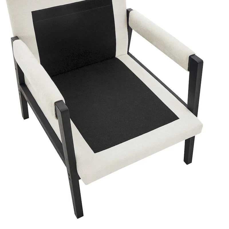 Poltrona d'accento in ciniglia Mid-Century Modern con cuscino schienale rimovibile e gambe in legno di acacia – Giallo / Arancione / Blu / Grigio / Bianco, Singola