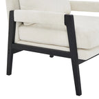 Poltrona d'accento in ciniglia Mid-Century Modern con cuscino schienale rimovibile e gambe in legno di acacia – Giallo / Arancione / Blu / Grigio / Bianco, Singola